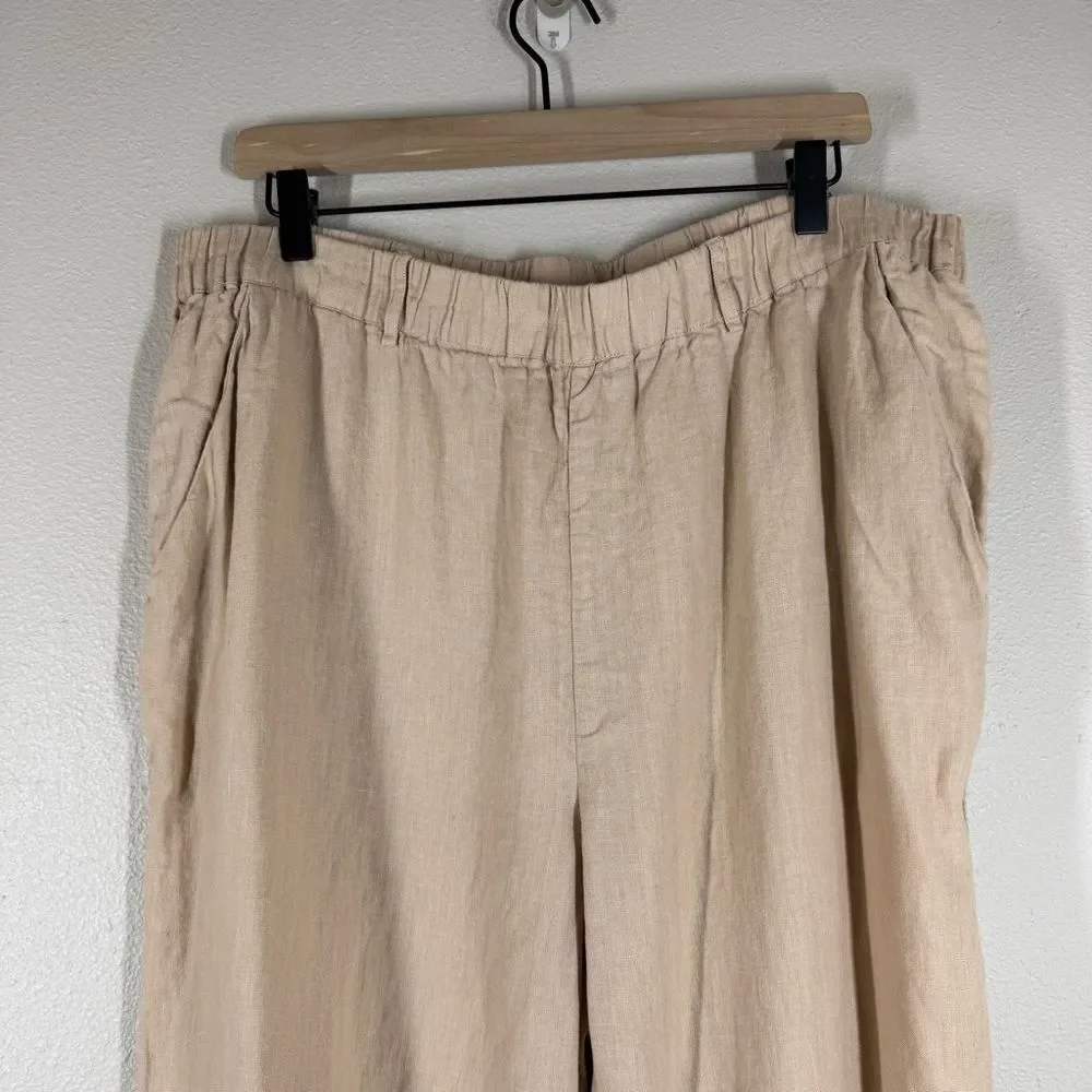 Quince 100% European Linen Pull On Wide Leg Pants Flax Pockets Women’s XL